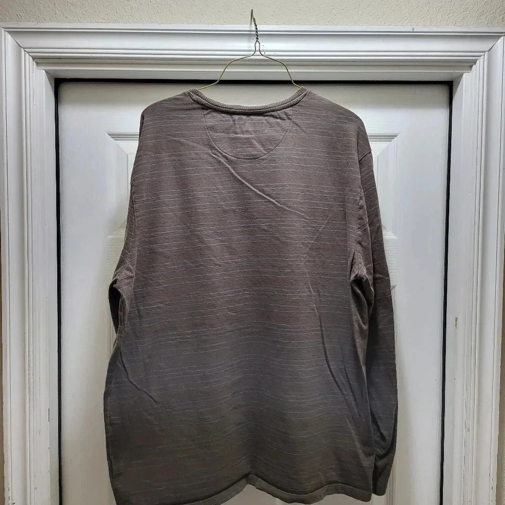 Banana Republic Striped Henley Men's XL Brown Blue Long Sleeve Shirt